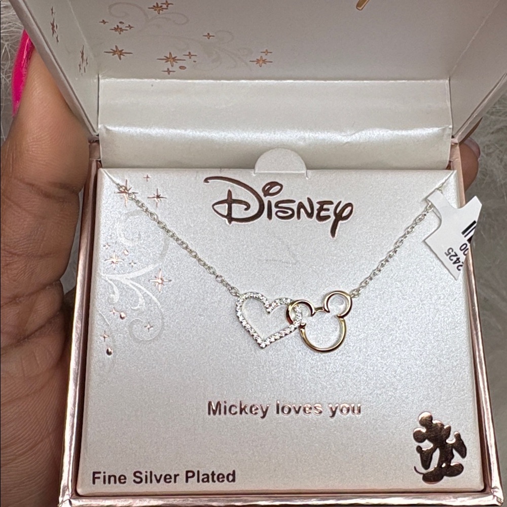 Disney Silver and Gold Mickey Mouse Heart Necklace